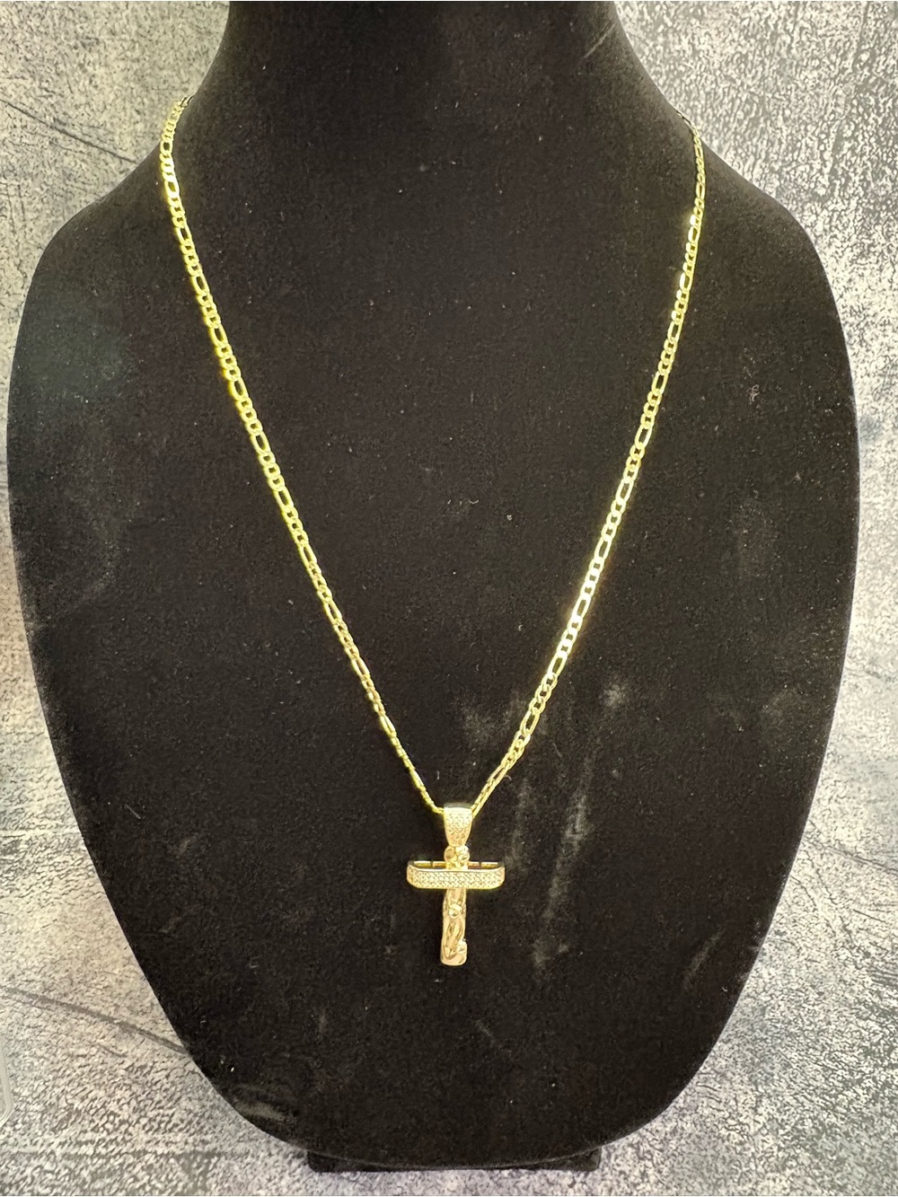 14K Gold Filled Cross Pendant and Cuban Necklace - Women Jewelry